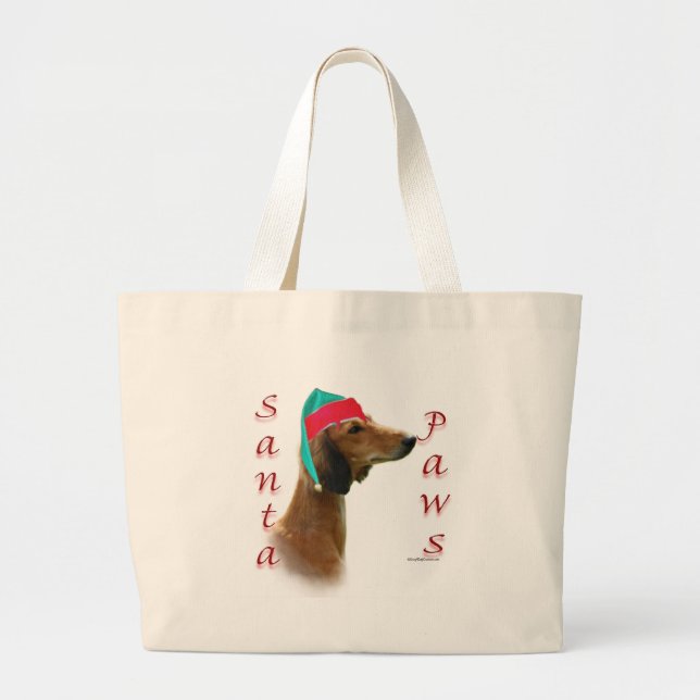 Saluki Santa Paws Large Tote Bag (Front)
