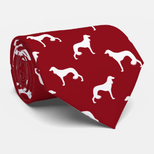 Saluki Silhouettes Pattern Red Tie