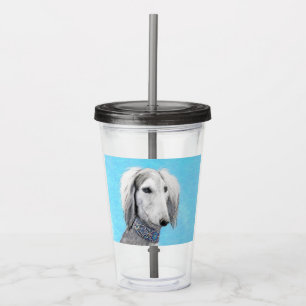 Saluki (Silver) Painting - Cute Original Dog Art Acrylic Tumbler
