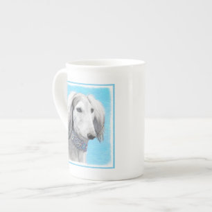 Saluki (Silver) Painting - Cute Original Dog Art Bone China Mug