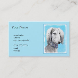 Saluki (Silver) Painting - Cute Original Dog Art Business Card