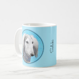 Saluki (Silver) Painting - Cute Original Dog Art Coffee Mug