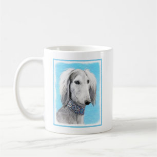 Saluki (Silver) Painting - Cute Original Dog Art Coffee Mug