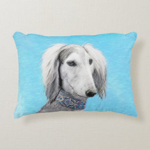 Saluki (Silver) Painting - Cute Original Dog Art Decorative Cushion