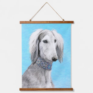 Saluki (Silver) Painting - Cute Original Dog Art Hanging Tapestry