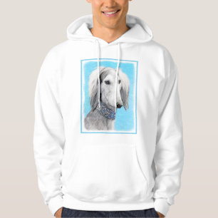 Saluki (Silver) Painting - Cute Original Dog Art Hoodie
