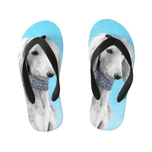Saluki (Silver) Painting - Cute Original Dog Art Kid's Thongs