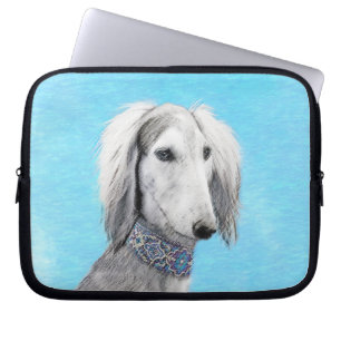 Saluki (Silver) Painting - Cute Original Dog Art Laptop Sleeve