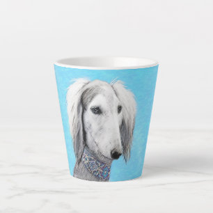 Saluki (Silver) Painting - Cute Original Dog Art Latte Mug