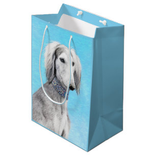 Saluki (Silver) Painting - Cute Original Dog Art Medium Gift Bag