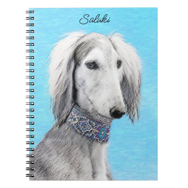 Saluki (Silver) Painting - Cute Original Dog Art Notebook (Front)