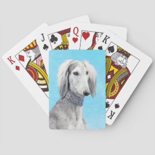 Saluki (Silver) Painting - Cute Original Dog Art Playing Cards