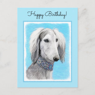 Saluki (Silver) Painting - Cute Original Dog Art Postcard