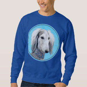 Saluki (Silver) Painting - Cute Original Dog Art Sweatshirt