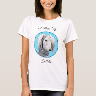Saluki (Silver) Painting - Cute Original Dog Art T-Shirt