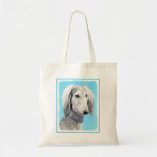 Saluki (Silver) Painting - Cute Original Dog Art Tote Bag