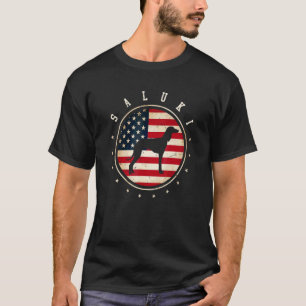 Saluki Usa Flag 4th July Dog Mum Dad T-Shirt