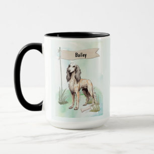 Saluki Watercolor Personalized Dog Mug