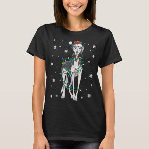 Saluki Wrapped In Christmas Lights Dog T-Shirt