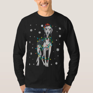 Saluki Wrapped In Christmas Lights Dog T-Shirt