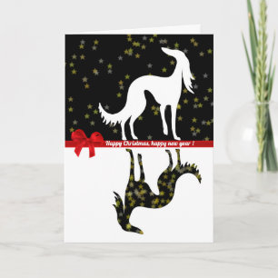 Saluki YIN Happy Christmas, Happy new year Holiday Card