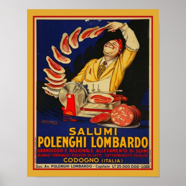Salumi Polenghi Lombardi by Mauzan Poster (Front)