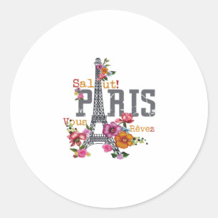salut Paris vœu rêvez Classic Round Sticker