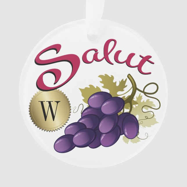 Salut Wine Monogram Ornament (Front)