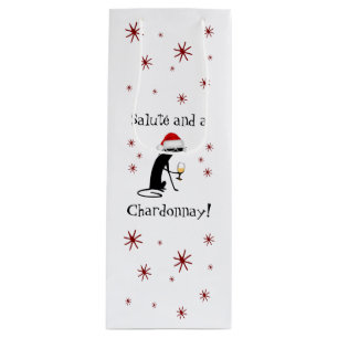 Salute' and a Chardonnay Funny Wine Quote Cat Wine Gift Bag