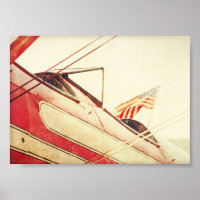 "Salute" Antique Aeroplane Biplanes Red