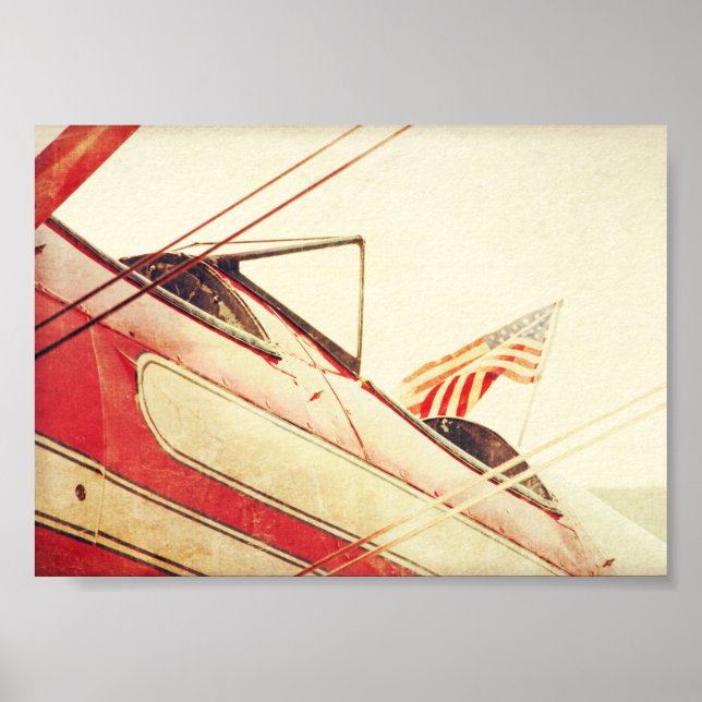 "Salute" Antique Aeroplane Biplanes Red Poster (Front)