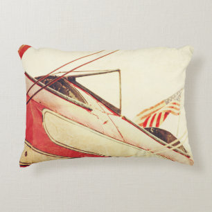 "Salute" Antique Biplane Red  Decorative Cushion
