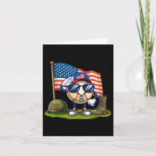Salute Baseball American Usa Flag Memorial Day 4th Card