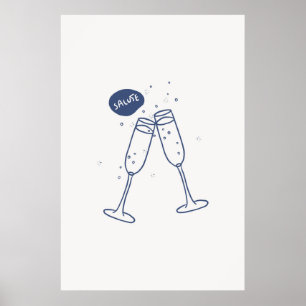 Salute Cheers Glasses Clinking Print Minimalist 
