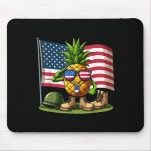 Salute Pineapple American Usa Flag Memorial Day 4t Mouse Pad