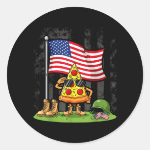 Salute Pizza American USA Flag Memorial Day 4th of Classic Round Sticker