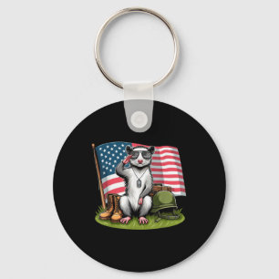 Salute Possum American Usa Flag Memorial Day 4th O Key Ring