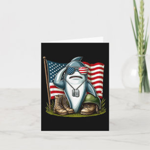 Salute Shark American Usa Flag Memorial Day 4th Of Card