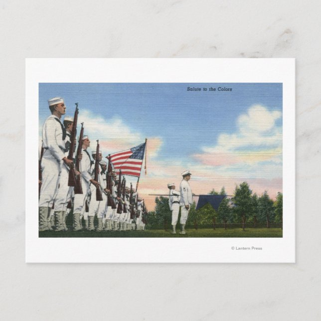 Salute to the Colours Formation - US Navy Postcard (Front)