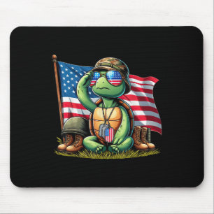Salute Turtle American Usa Flag Memorial Day 4th O Mouse Pad