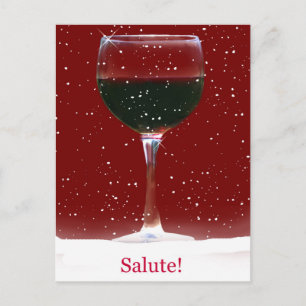 Salute Wine Snow Cheers Happy Holiday Postcard