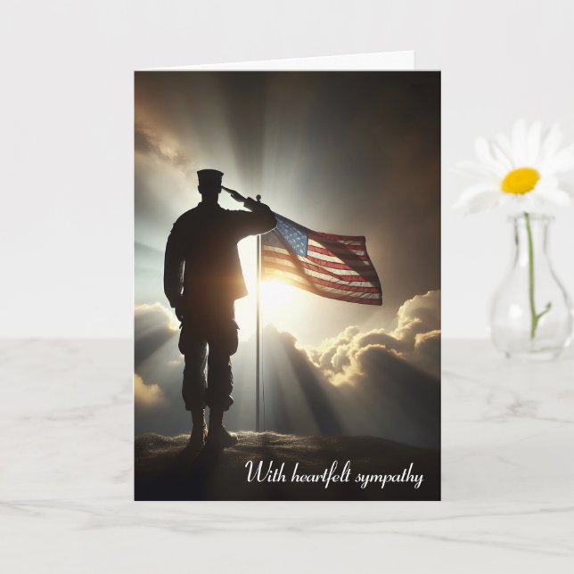 Saluting American Soldier For Sympathy Card (Small Plant)