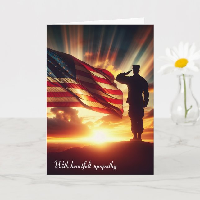 Saluting American Soldier For Sympathy Card (Small Plant)