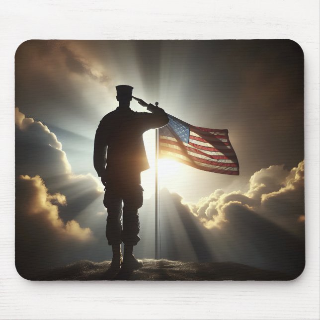 Saluting American Soldier  Mouse Pad (Front)