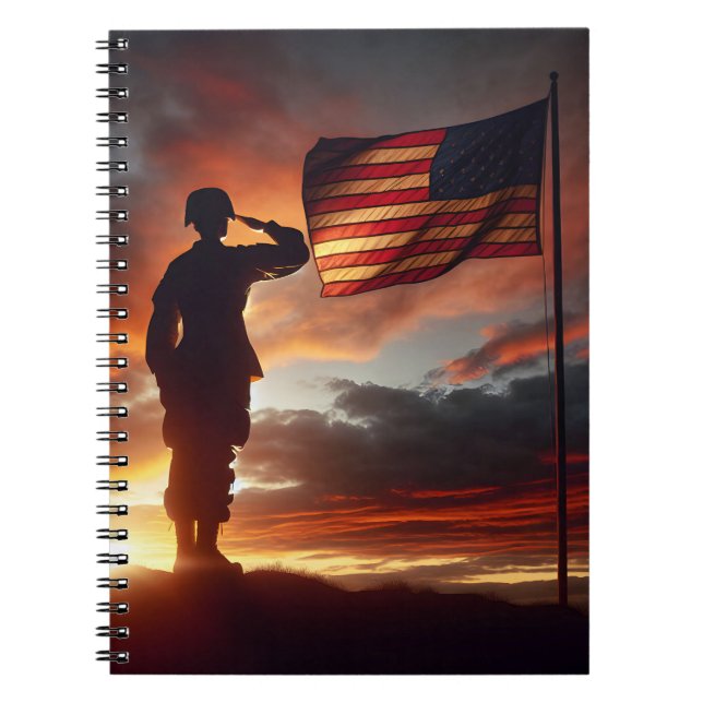 Saluting American Soldier  Notebook (Front)
