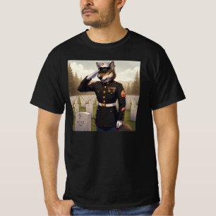 Saluting Marine Corps Wolf T-Shirt
