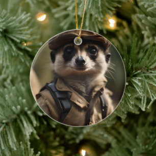 Saluting Silvester the Meerkat: A Veteran's Tale Ceramic Ornament