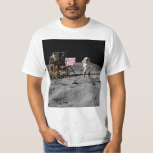Saluting The U.S. Flag On The Moon T-Shirt