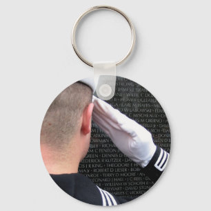 Saluting the Vietnam Memorial Wall Key Ring
