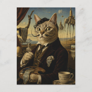 Salvador Dali Surrealist Artist Cat Portrait Postcard